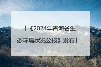 《2024年青海省生态环境状况公报》发布