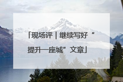 现场评｜继续写好“提升一座城”文章