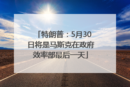 特朗普：5月30日将是马斯克在政府效率部最后一天