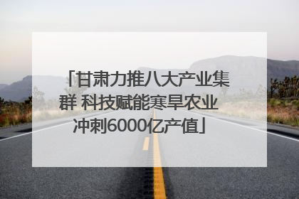 甘肃力推八大产业集群 科技赋能寒旱农业冲刺6000亿产值