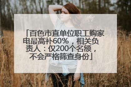 百色市直单位职工购家电最高补60％，相关负责人：仅200个名额，不会严格筛查身份