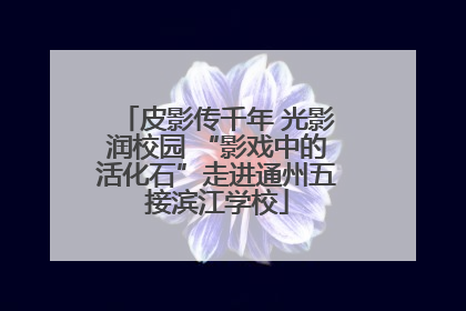 皮影传千年 光影润校园 “影戏中的活化石”走进通州五接滨江学校