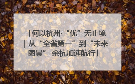 何以杭州·“优”无止境｜从“全省第一”到“未来图景” 余杭加速航行