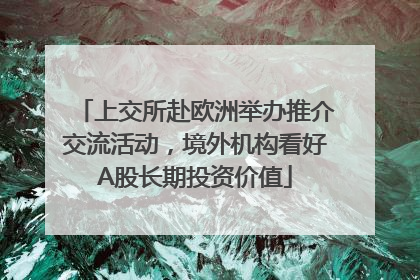 上交所赴欧洲举办推介交流活动，境外机构看好A股长期投资价值