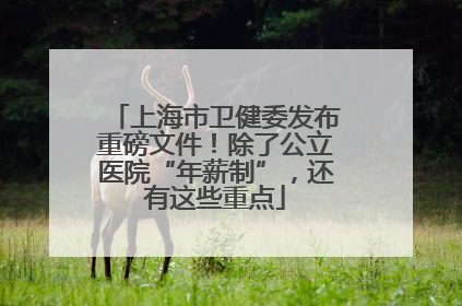 上海市卫健委发布重磅文件！除了公立医院“年薪制”，还有这些重点