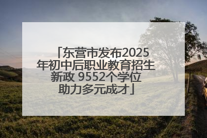 东营市发布2025年初中后职业教育招生新政 9552个学位助力多元成才