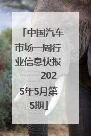 中国汽车市场一周行业信息快报——2025年5月第5期