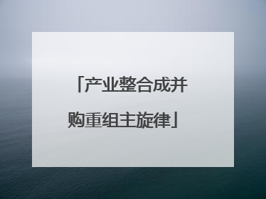 产业整合成并购重组主旋律