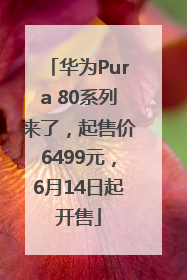 华为Pura 80系列来了，起售价6499元，6月14日起开售