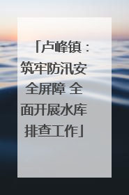 卢峰镇：筑牢防汛安全屏障 全面开展水库排查工作