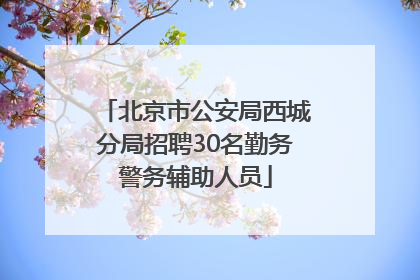 北京市公安局西城分局招聘30名勤务警务辅助人员