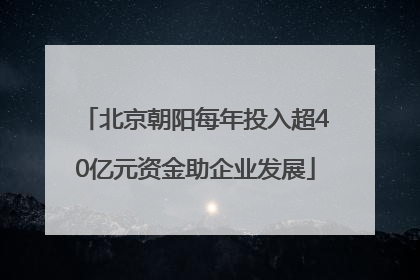 北京朝阳每年投入超40亿元资金助企业发展