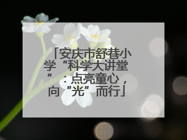 安庆市舒巷小学“科学大讲堂”：点亮童心，向“光”而行