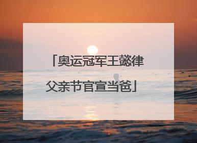 奥运冠军王懿律父亲节官宣当爸