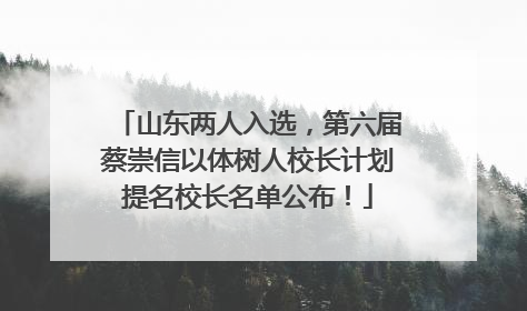 山东两人入选，第六届蔡崇信以体树人校长计划提名校长名单公布！