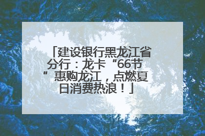 建设银行黑龙江省分行：龙卡“66节”惠购龙江，点燃夏日消费热浪！