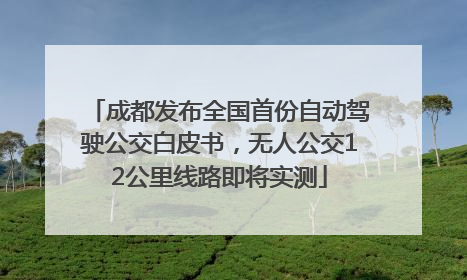 成都发布全国首份自动驾驶公交白皮书，无人公交12公里线路即将实测