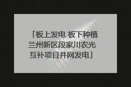 板上发电 板下种植 兰州新区段家川农光互补项目并网发电