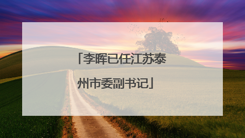 李晖已任江苏泰州市委副书记