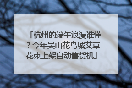 杭州的端午浪漫谁懂？今年吴山花鸟城艾草花束上架自动售货机