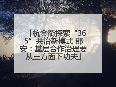 杭金衢探索“365”共治新模式 邵安：基层合作治理要从三方面下功夫
