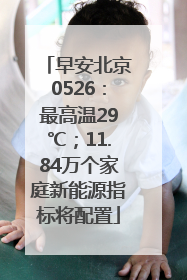 早安北京0526：最高温29℃；11.84万个家庭新能源指标将配置