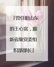 曾任职山东的王心富，履新省级党委组织部部长