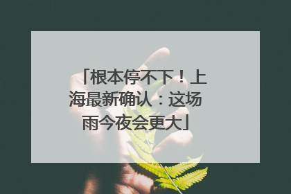 根本停不下！上海最新确认：这场雨今夜会更大