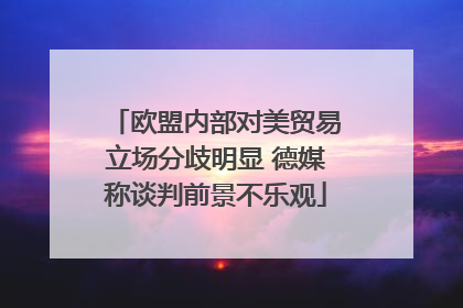 欧盟内部对美贸易立场分歧明显 德媒称谈判前景不乐观
