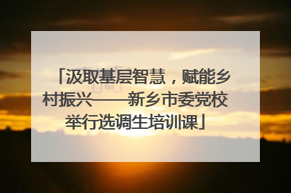 汲取基层智慧，赋能乡村振兴——新乡市委党校举行选调生培训课