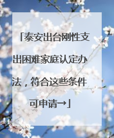泰安出台刚性支出困难家庭认定办法，符合这些条件可申请→