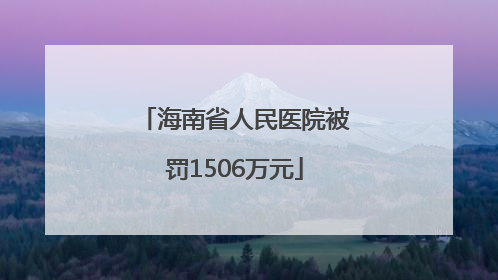 海南省人民医院被罚1506万元