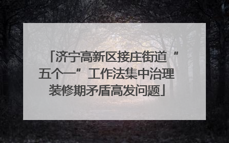 济宁高新区接庄街道“五个一”工作法集中治理装修期矛盾高发问题