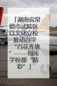 湖南省常德市武陵区以文化立校 推动办学“百花齐放”——每所学校都“精彩”