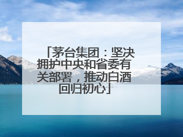 茅台集团：坚决拥护中央和省委有关部署，推动白酒回归初心