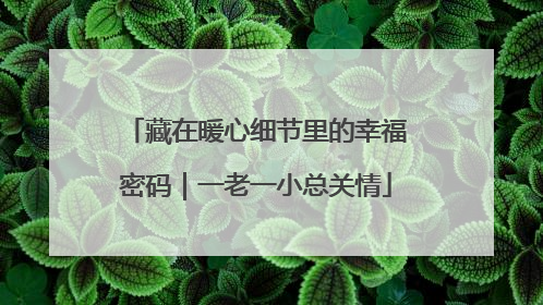 藏在暖心细节里的幸福密码｜一老一小总关情