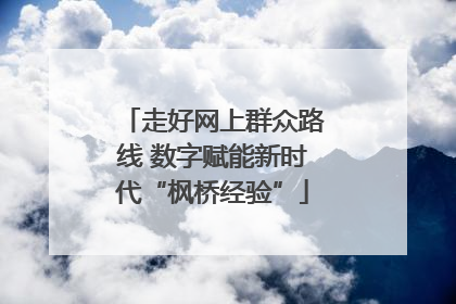 走好网上群众路线 数字赋能新时代“枫桥经验”