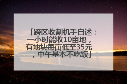 跨区收割机手自述：一小时能收10亩地，有地块每亩低至35元，中午基本不吃饭