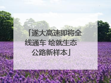 遂大高速即将全线通车 绘就生态公路新样本