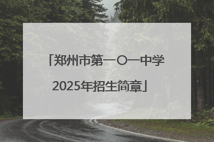 郑州市第一〇一中学2025年招生简章