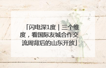 闪电深1度｜三个维度，看国际友城合作交流周背后的山东开放