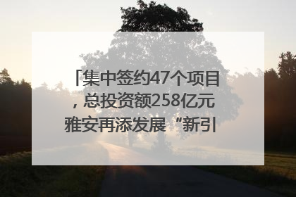 集中签约47个项目，总投资额258亿元 雅安再添发展“新引擎”｜数读西投