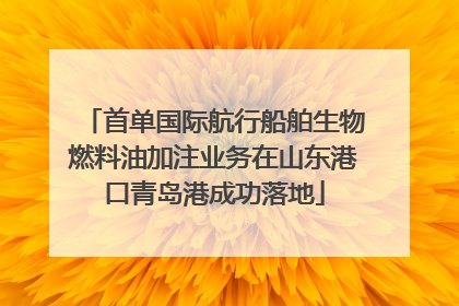 首单国际航行船舶生物燃料油加注业务在山东港口青岛港成功落地